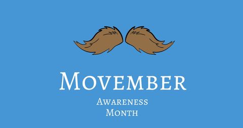 Movember Awareness Month with Moustache Icon on Blue Background - Download Free Stock Images Pikwizard.com