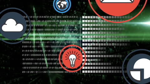 Abstract Digital Interface with Futuristic Icons Background