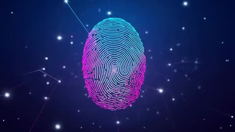 Digital Fingerprint Icon in Futuristic Network Grid