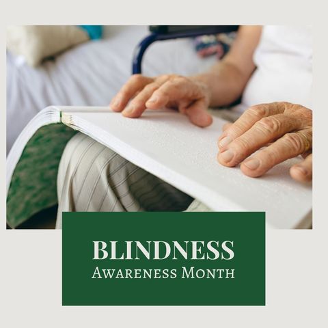 Elderly person reading braille book on blindness awareness month