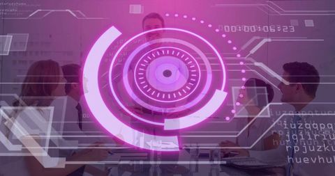 Business Presentation with Futuristic Digital Interface Overlay