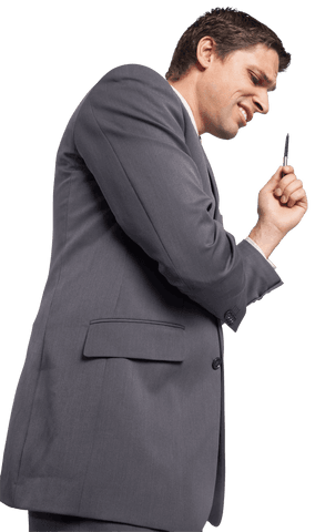Caucasian Businessman Think on Balanced Growth Transparent Background