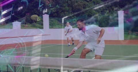 Digital Hybrid Effect Featured in Illustrative Abstract Tennis Scene