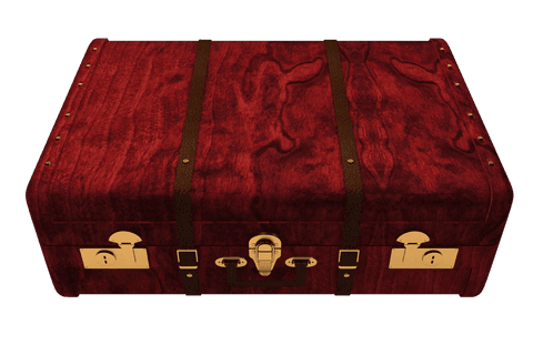 Vintage wooden suitcase on transparent background