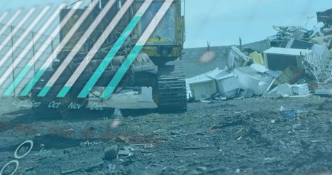 Graphical Overlay on Industrial Junkyard with Machinery