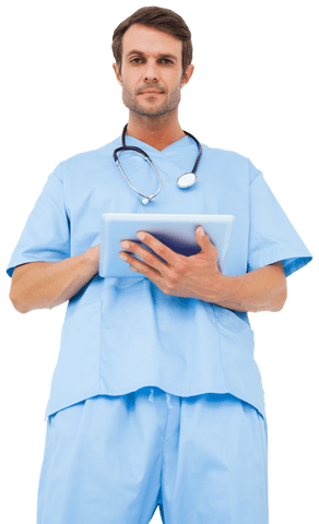 Transparent Doctor Holding Tablet with Stethoscope - Download Free Stock Videos Pikwizard.com