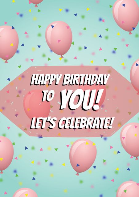 This vibrant design featuring pink balloons and colorful confetti is perfect for birthday invitations, greeting cards, and party decorations. The cheerful and festive theme makes it ideal for celebrating birthdays in a joyful and lively manner.