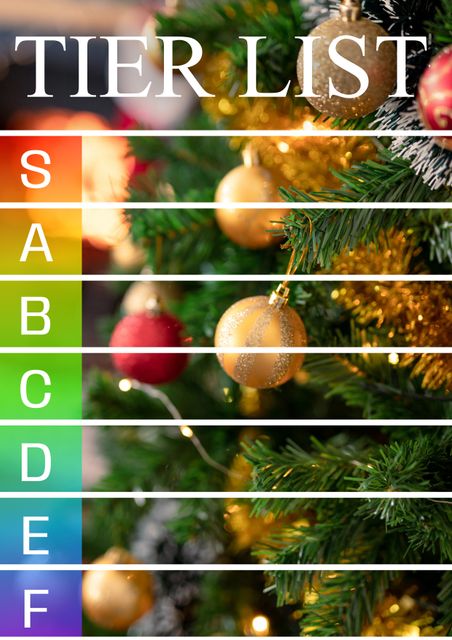 Festive Christmas Tree Tier List Concept with Colorful Ornaments - Download Free Stock Templates Pikwizard.com