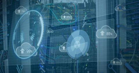 Futuristic Digital Network Interface with Cloud Computing Elements - Download Free Stock Images Pikwizard.com