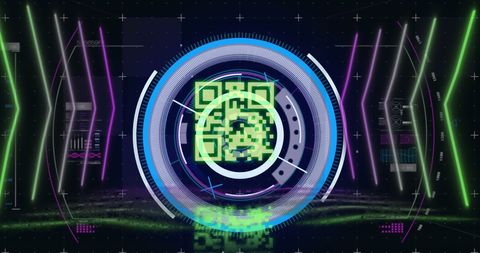 Digital QR Code Display with Futuristic Data Elements - Download Free Stock Images Pikwizard.com