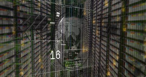 Digital Interface with Globe in Server Room Reflecting Global Technology - Download Free Stock Images Pikwizard.com