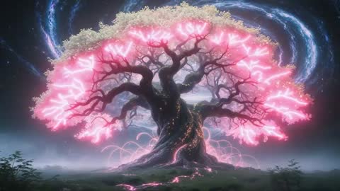 Magical Tree Glowing with Cosmic Energy
