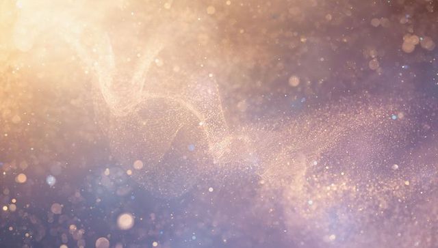 Shimmering pastel dust ribbon flowing with bokeh glow, glittering wave and soft lavender hues