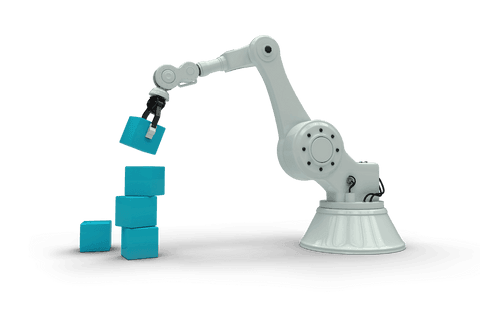 transparent robotic arm handling blue boxes with precision - Download Free Stock Videos Pikwizard.com