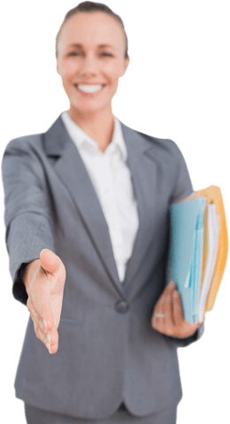 Transparent Businesswoman Offering Welcome Handshake