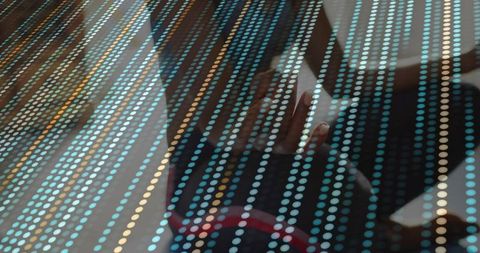 Woman Using Laptop and Stylus Reflecting Data Technology Concept