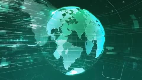 Holographic Globe with Continents in Abstract Digital Void