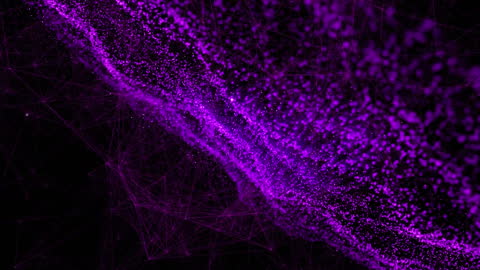 Purple Particle Wave with Network Lines on Dark Background