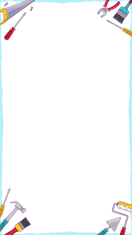 Hand tools themed border on transparent background for diy projects