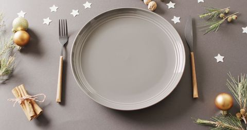 Elegant Christmas Table Setting with Gold Ornaments - Download Free Stock Images Pikwizard.com