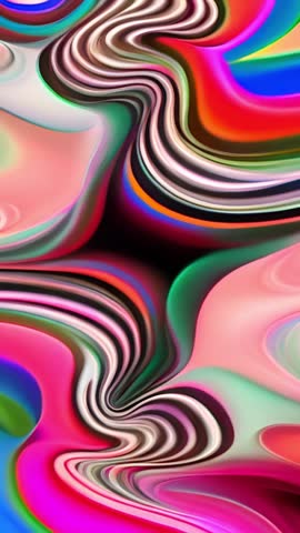 Hypnotic Vertical Loop Showing Vibrant Fluid Ribbons Shifting in Continuous Motion