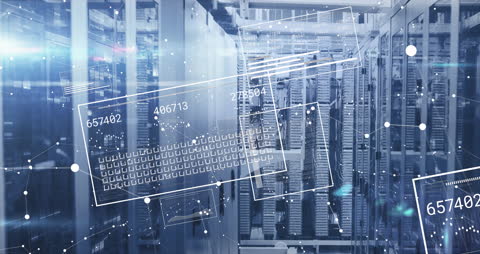 Abstract Digital Interface of Data Processing in Modern Server Room
