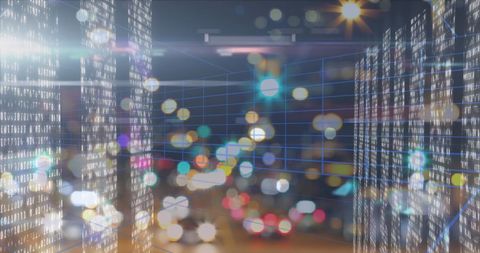Futuristic Digital Cityscape with Binary Code and Bokeh Lights - Download Free Stock Images Pikwizard.com