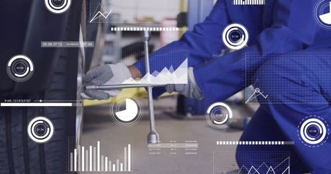 Digital Data Overlay in Automotive Workshop Scene - Download Free Stock Images Pikwizard.com