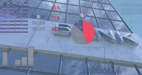 Digital Data Animation Overlay on Skyscraper Reflecting Global Business Trends - Download Free Stock Images Pikwizard.com