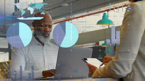 Digital Interface with Business Professionals Analyzing Financial Data