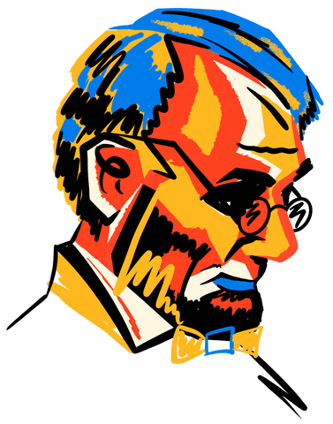 Abstract Illustration of Lincoln in Vibrant Colors Transparent Background
