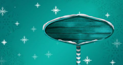 Winter Snowflakes with Blank Wooden Sign for Christmas Messages