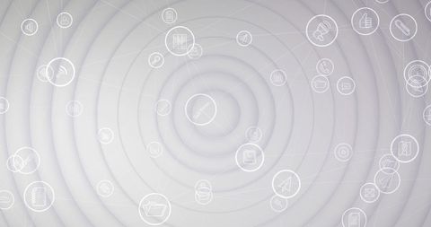 Digital Interface with White Icons on Circular Background - Download Free Stock Images Pikwizard.com
