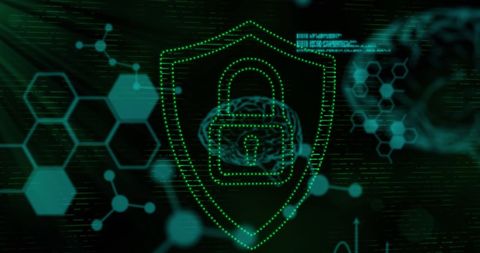 Futuristic Digital Security Concept with Green Padlock Symbol - Download Free Stock Images Pikwizard.com