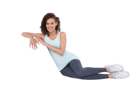 Relaxed Biracial Woman Sitting on Transparent Background