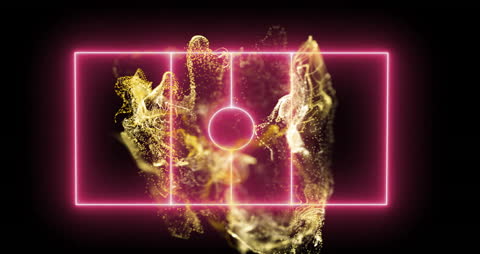 Neon Basketball Court with Dynamic Gold Particles