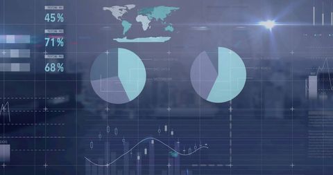 Financial Data Processing Over Cityscape with Global Connections - Download Free Stock Images Pikwizard.com
