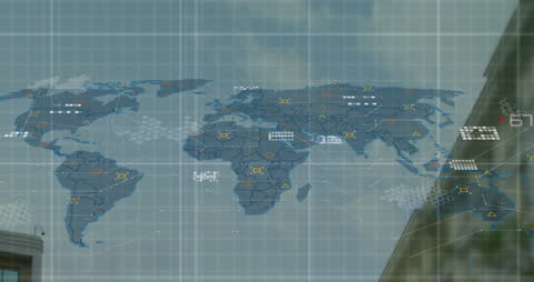 Digital Global Business Data Visualization with Auction Gavel