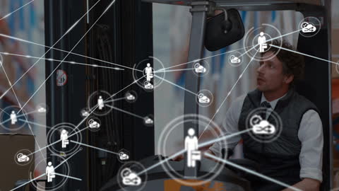 Warehouse Worker Using Smart Technology in Logistics