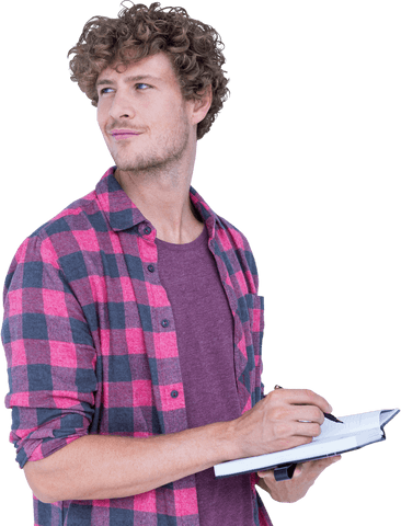 curly-haired man with notebook facing away transparent - Download Free Stock Videos Pikwizard.com