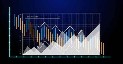 Dynamic Multi Series Chart with Blue and Orange Bars on Dark Background