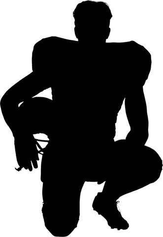 Transparent american football athlete kneeling with helmet