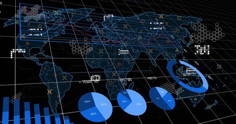 Global Data Processing with Futuristic Statistical Graphics - Download Free Stock Images Pikwizard.com
