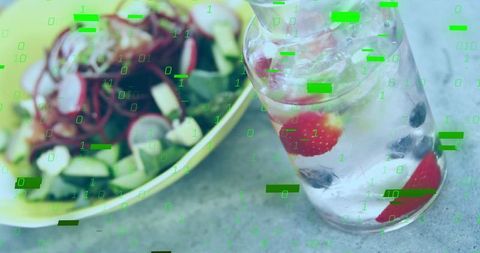 Refreshing berry water and green salad inspiration