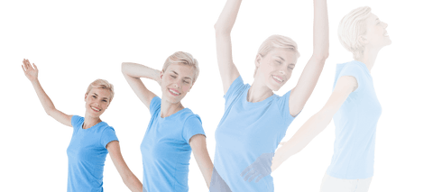 Happy Caucasian Woman in Motion Pose on Transparent Background