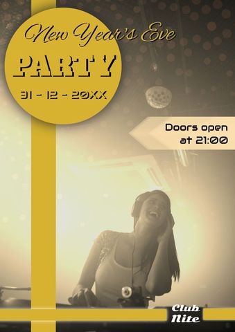 new year's eve party invitation with dj - Download Free Stock Templates Pikwizard.com