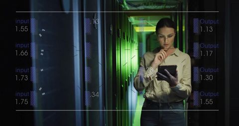 Female IT Technician Analyzing Data on Tablet in Server Room - Download Free Stock Images Pikwizard.com