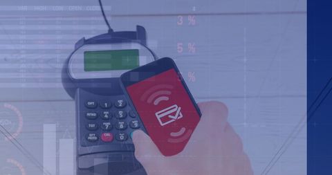 Contactless Payment Via Smartphone with Digital Interface Overlay - Download Free Stock Images Pikwizard.com