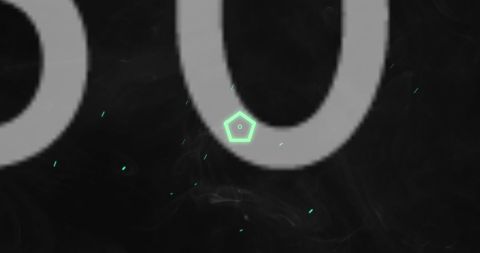 Abstract Geometric Neon Hexagon with Digital Particles on Dark Background