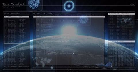 Futuristic Data Terminal Globe Visualization Interface - Download Free Stock Images Pikwizard.com